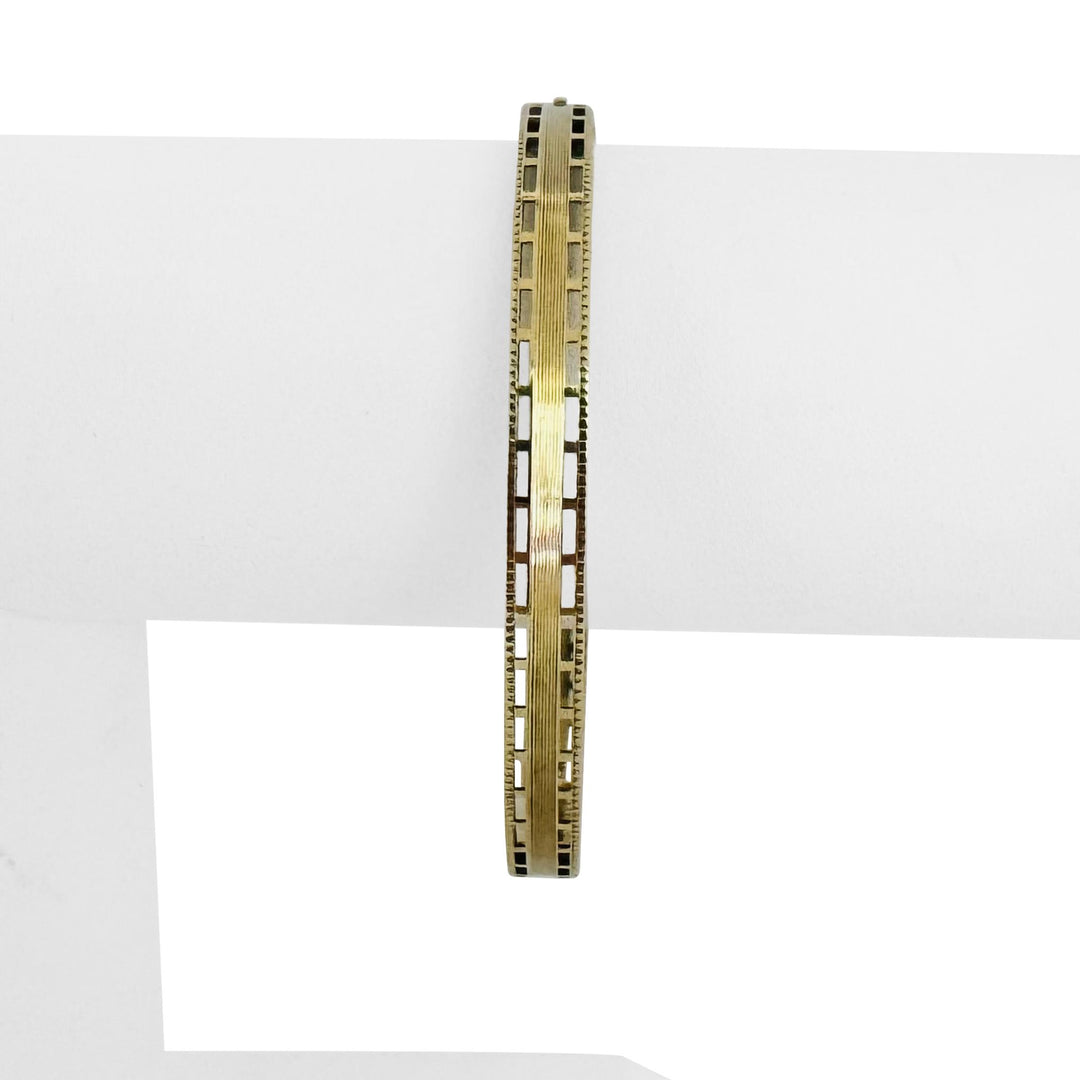 14k Yellow Gold 12g Solid Vintage 6mm Fancy Bangle Bracelet 7"