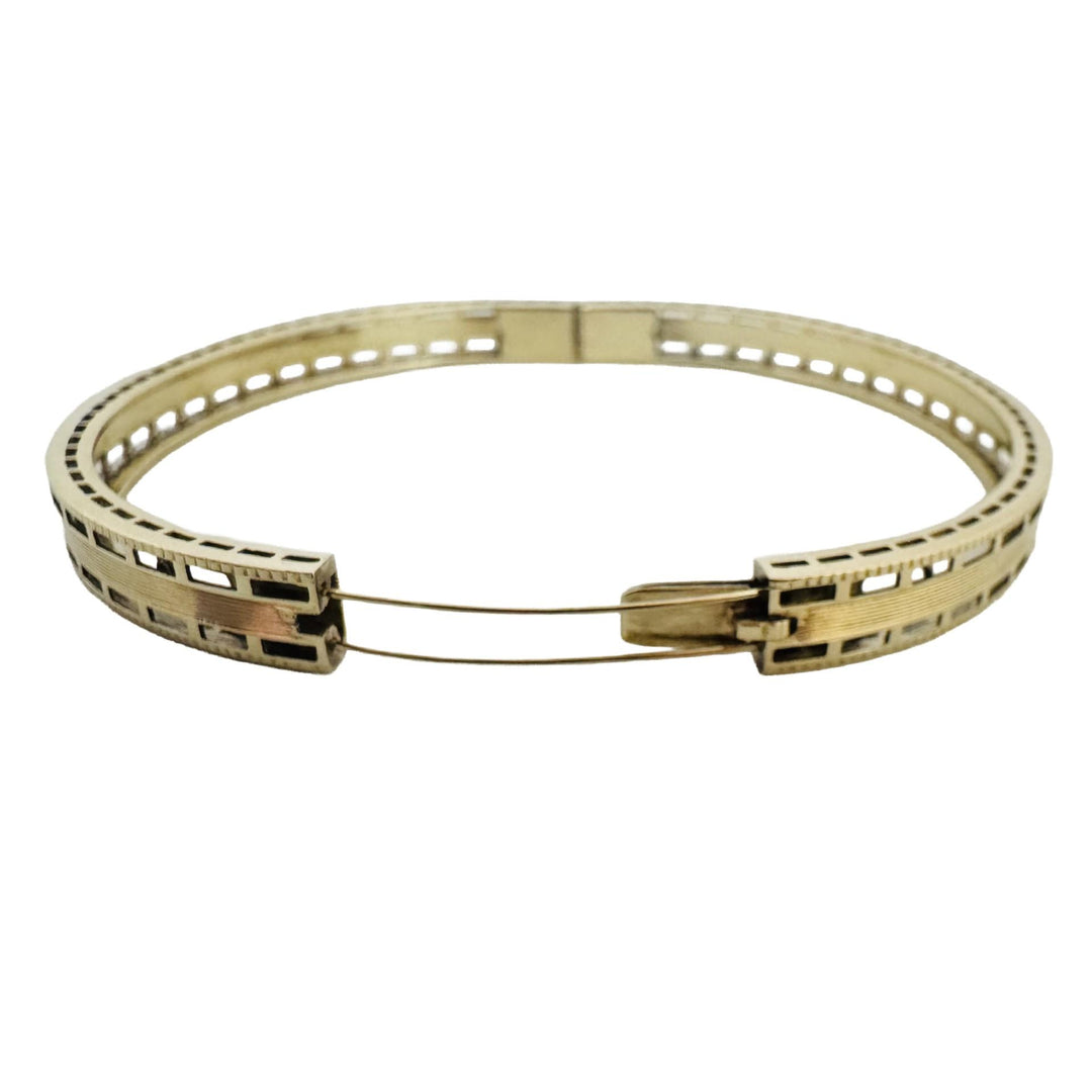 14k Yellow Gold 12g Solid Vintage 6mm Fancy Bangle Bracelet 7"