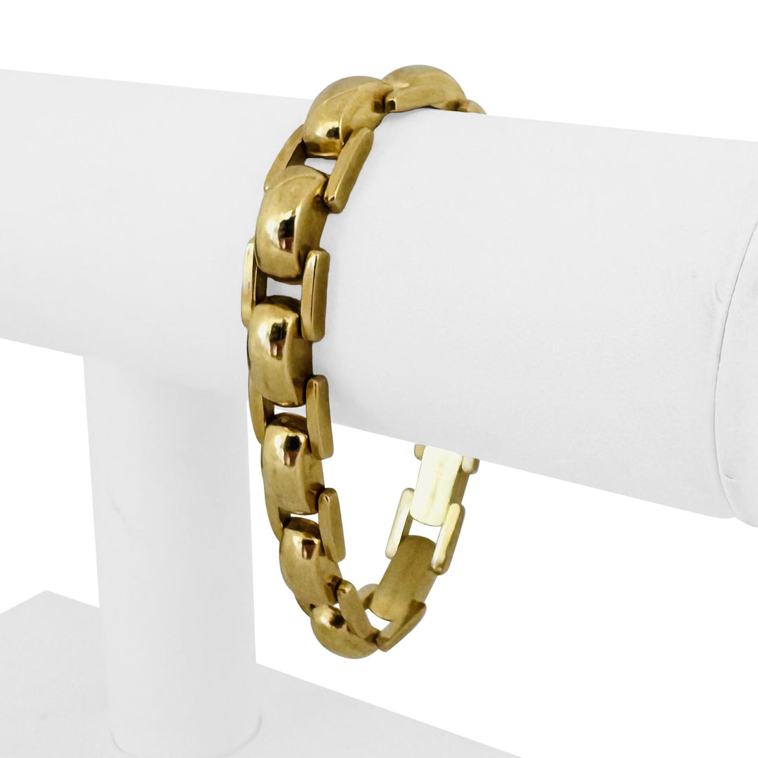 14k Yellow Gold 22g Vintage Polished 10mm Fancy Link Bracelet Italy 7"