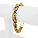 14k Yellow Gold 22g Vintage Polished 10mm Fancy Link Bracelet Italy 7"
