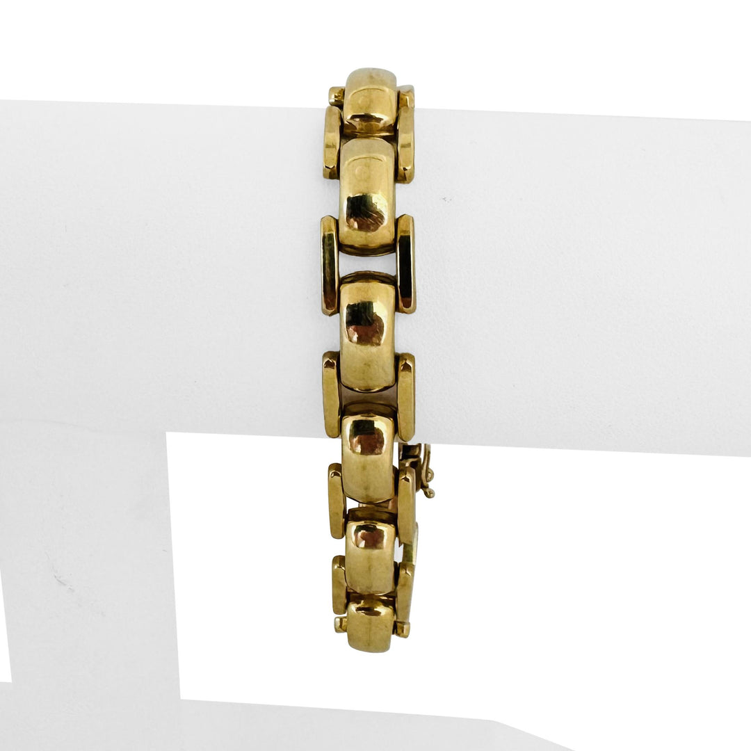 14k Yellow Gold 22g Vintage Polished 10mm Fancy Link Bracelet Italy 7"