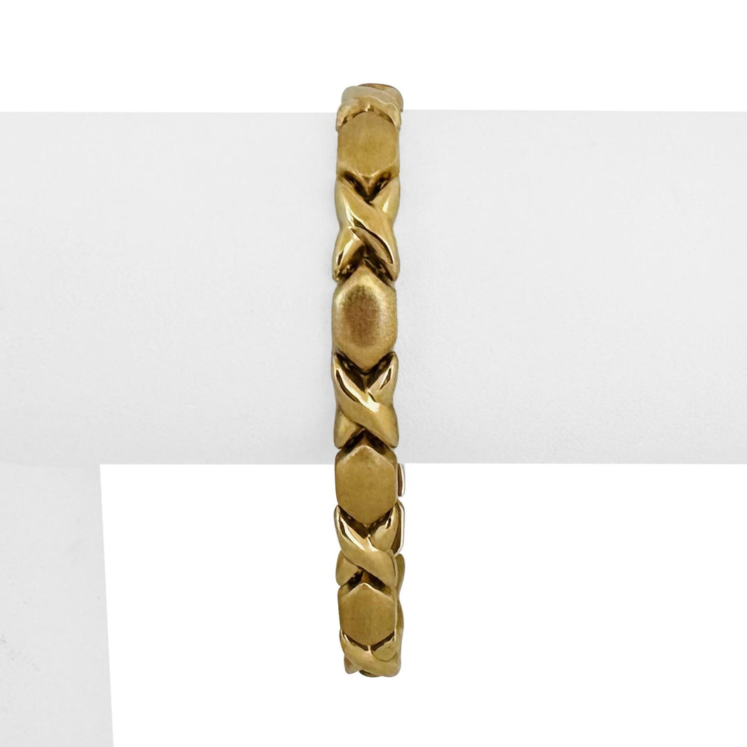 14k Yellow Gold 11.5g Ladies 7mm XO Hugs and Kisses Link Bracelet 7.5"