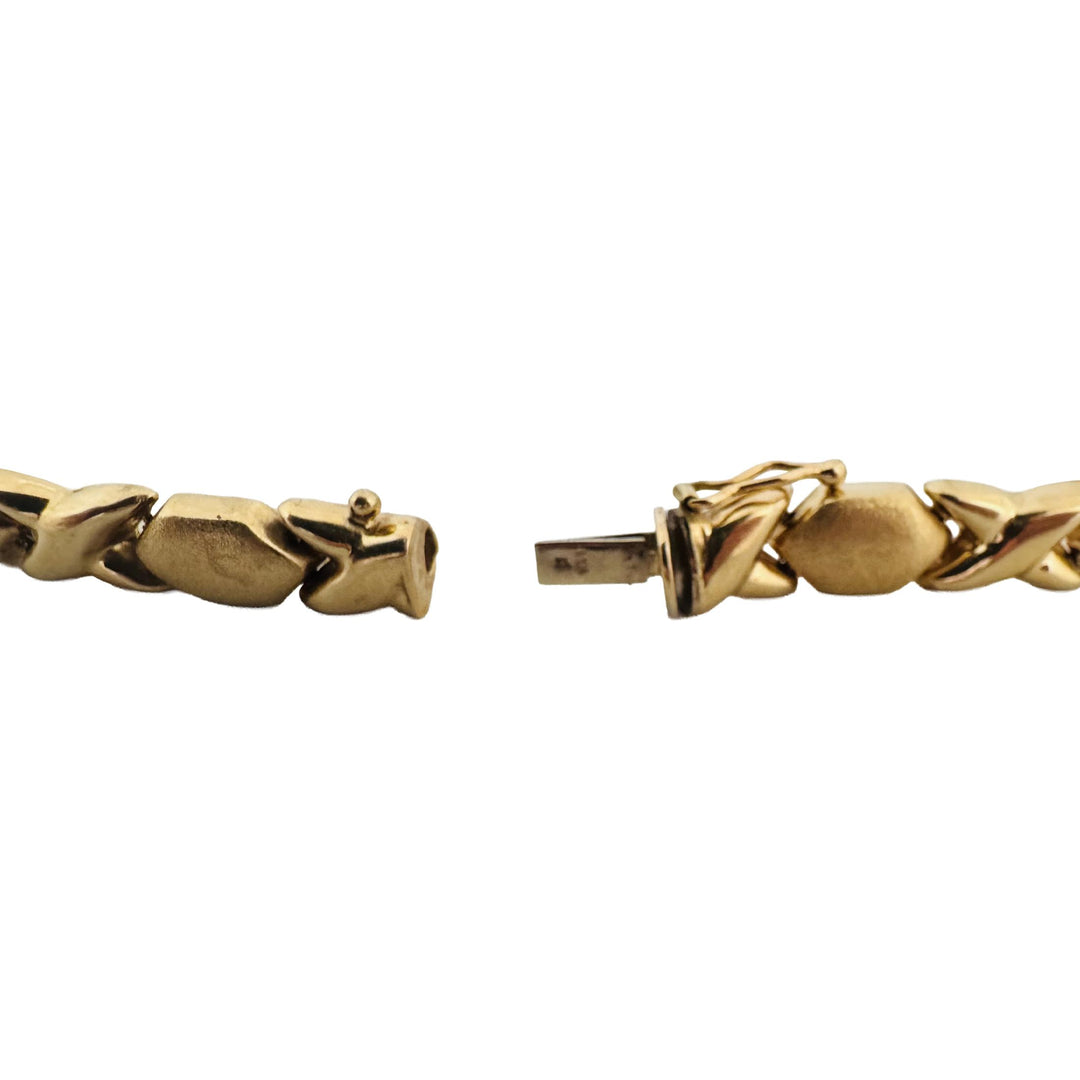 14k Yellow Gold 11.5g Ladies 7mm XO Hugs and Kisses Link Bracelet 7.5"