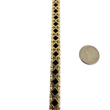 14k Yellow Gold and Onyx 22g Solid Diamond Cut Fancy Link Bracelet 7.5"