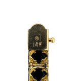 14k Yellow Gold and Onyx 22g Solid Diamond Cut Fancy Link Bracelet 7.5"