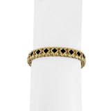14k Yellow Gold and Onyx 22g Solid Diamond Cut Fancy Link Bracelet 7.5"