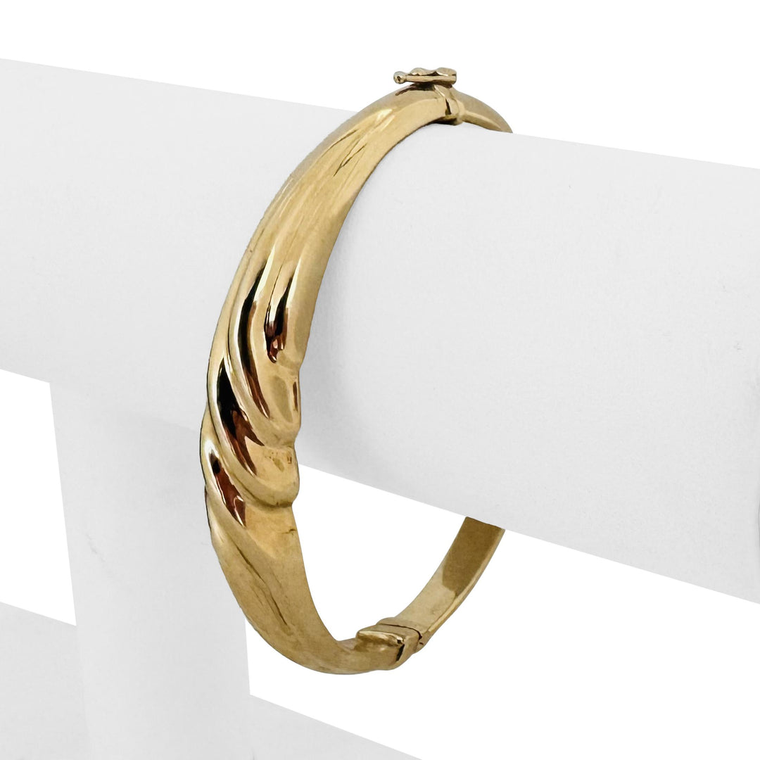 14k Yellow Gold 10.3g Graduated Polished Bangle Bracelet Israel 7"