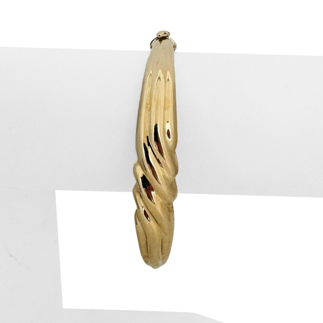 14k Yellow Gold 10.3g Graduated Polished Bangle Bracelet Israel 7"