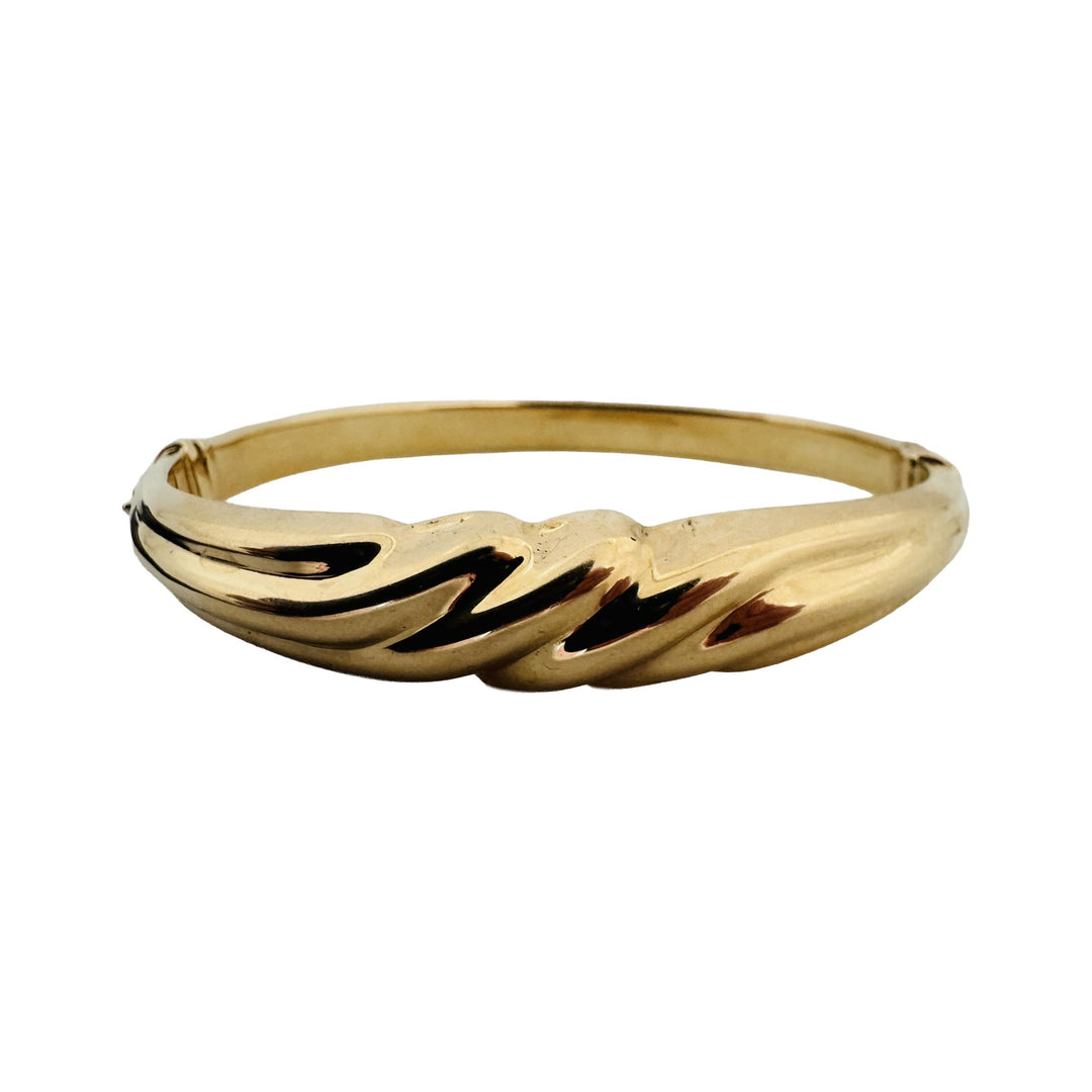 14k Yellow Gold 10.3g Graduated Polished Bangle Bracelet Israel 7"