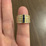 18k Yellow Gold Blue Sapphire and 0.75cttw Diamond Vintage Band Ring Size 5