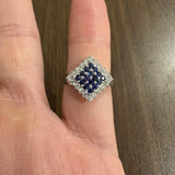18k White Gold Blue Sapphire and 0.50cttw Diamond Ring Size Italy 7.5