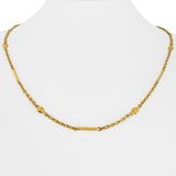 24k Pure Yellow Gold 17g Solid Heart Bar and Cable Link Chain Necklace 20"
