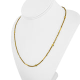 24k Pure Yellow Gold 17g Solid Heart Bar and Cable Link Chain Necklace 20"