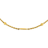 24k Pure Yellow Gold 17g Solid Heart Bar and Cable Link Chain Necklace 20"