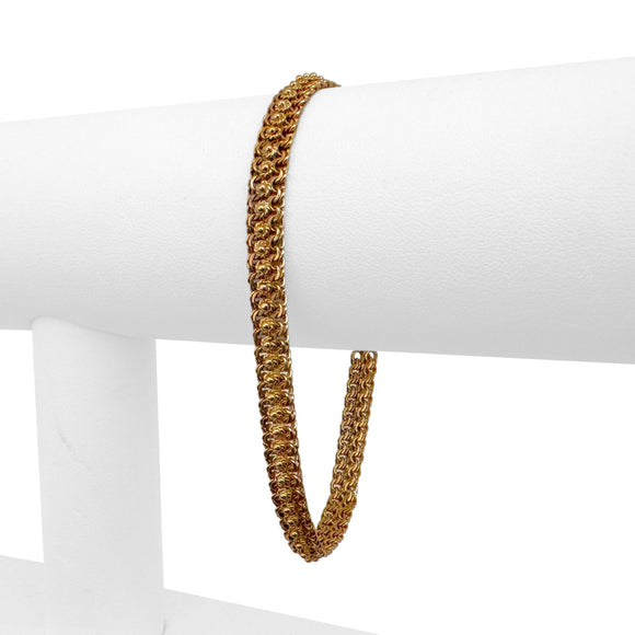 19k Portuguese Yellow Gold 11.5g Vintage Ladies Floral Beaded Link Bracelet 7.5
