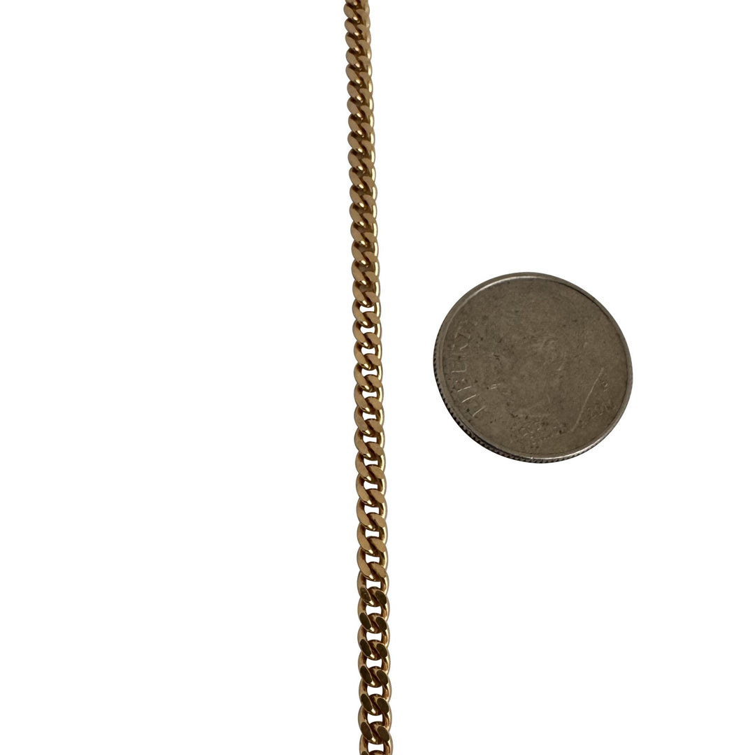 19k Portuguese Yellow Gold 17g Solid 2.8mm Cuban Curb Link Chain Necklace 23.5"