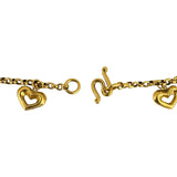 24k Pure Yellow Gold 7.6g Rolo Link Bracelet with Heart Charms 7"