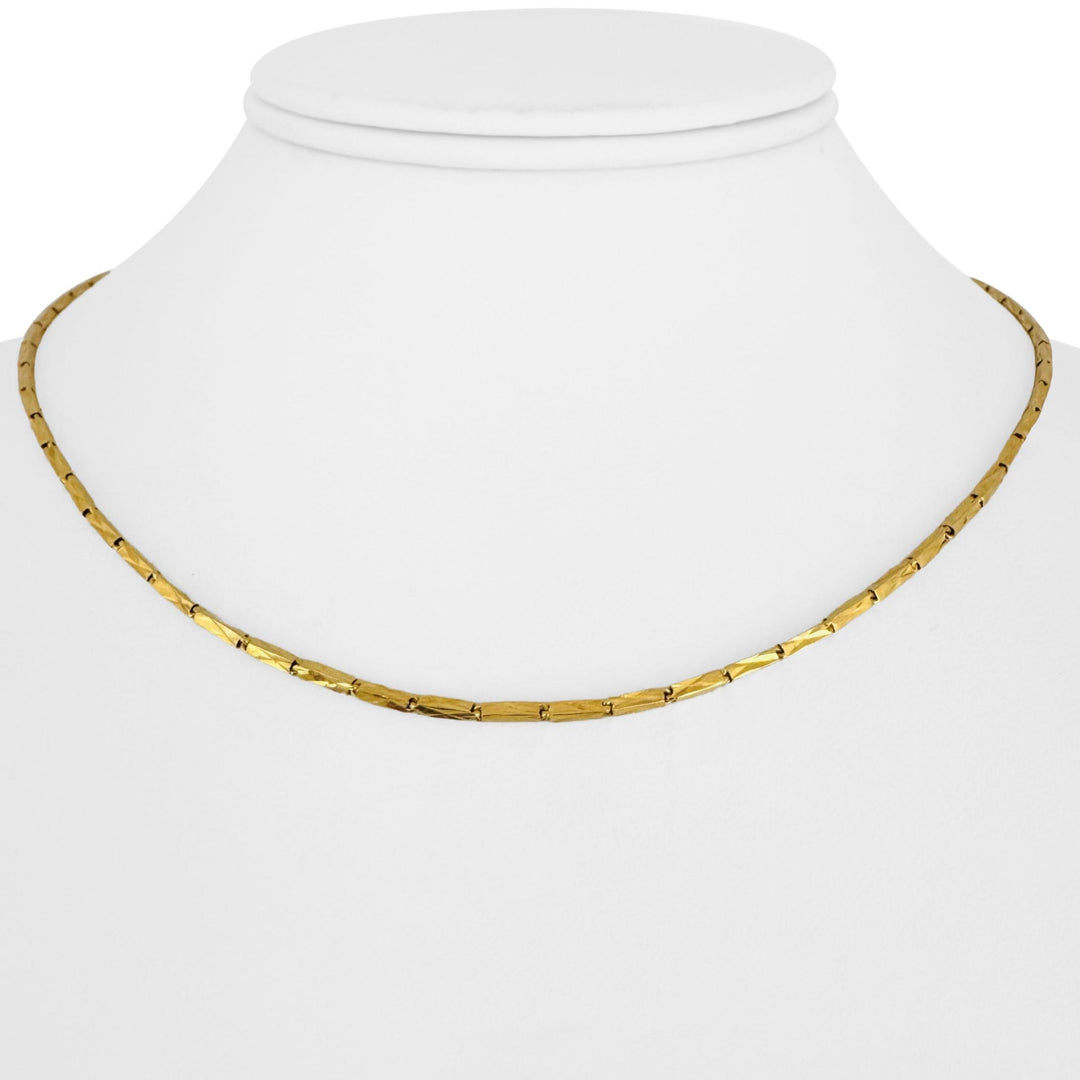 24k Pure Yellow Gold 5.5g Thin Diamond Cut 1.5mm Bar Link Chain Necklace 16"