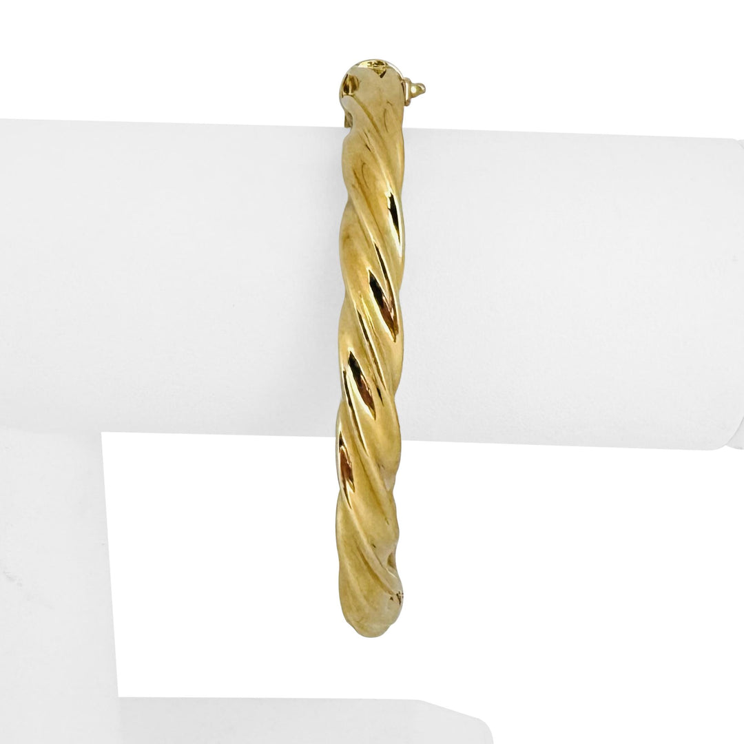 18k Yellow Gold 11g Vintage Milor 7.5mm Spiral Twisted Bangle Bracelet Italy 7"