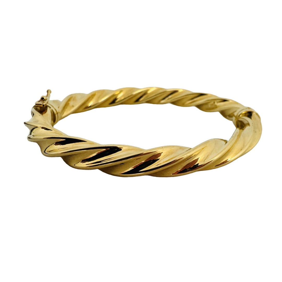 18k Yellow Gold 11g Vintage Milor 7.5mm Spiral Twisted Bangle Bracelet Italy 7"
