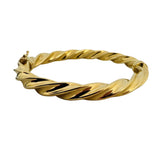 18k Yellow Gold 11g Vintage Milor 7.5mm Spiral Twisted Bangle Bracelet Italy 7"