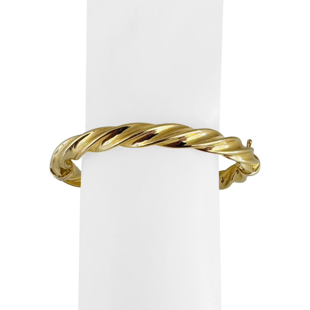 18k Yellow Gold 11g Vintage Milor 7.5mm Spiral Twisted Bangle Bracelet Italy 7"