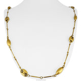 18k Yellow Gold 24.7g Long Bar Link Mariner Bead Station Necklace Italy 31"