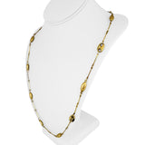 18k Yellow Gold 24.7g Long Bar Link Mariner Bead Station Necklace Italy 31"