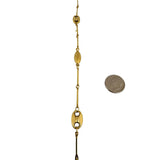 18k Yellow Gold 24.7g Long Bar Link Mariner Bead Station Necklace Italy 31"