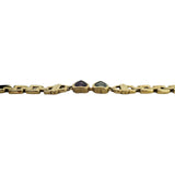 14k Yellow Gold 12.4g Heart Gemstone and Panther Link Bracelet Italy 6.5"