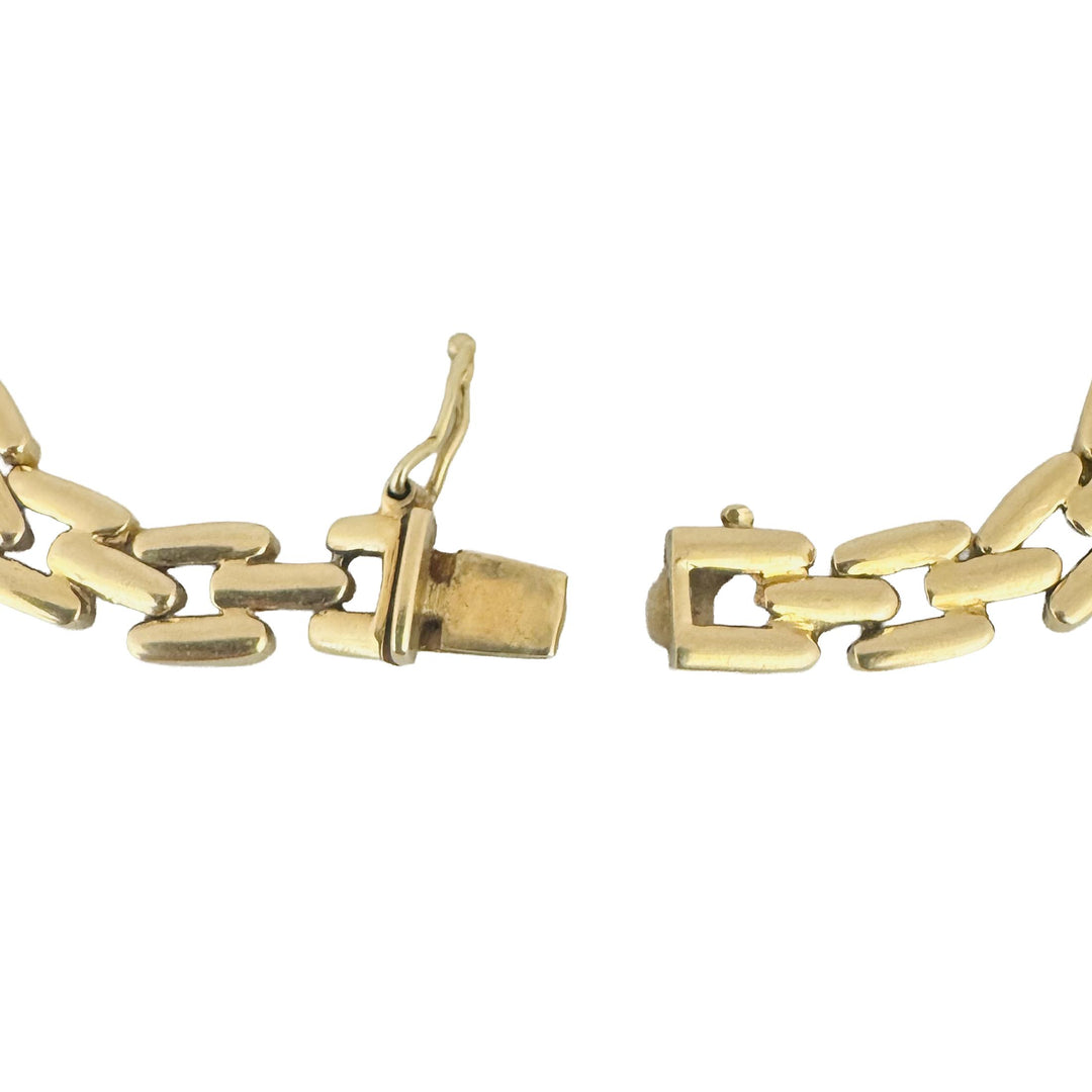 14k Yellow Gold 12.4g Heart Gemstone and Panther Link Bracelet Italy 6.5"