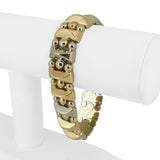 14k Yellow and White Gold 36.6g Thick Fancy Ball Link Bracelet Italy 7.5"