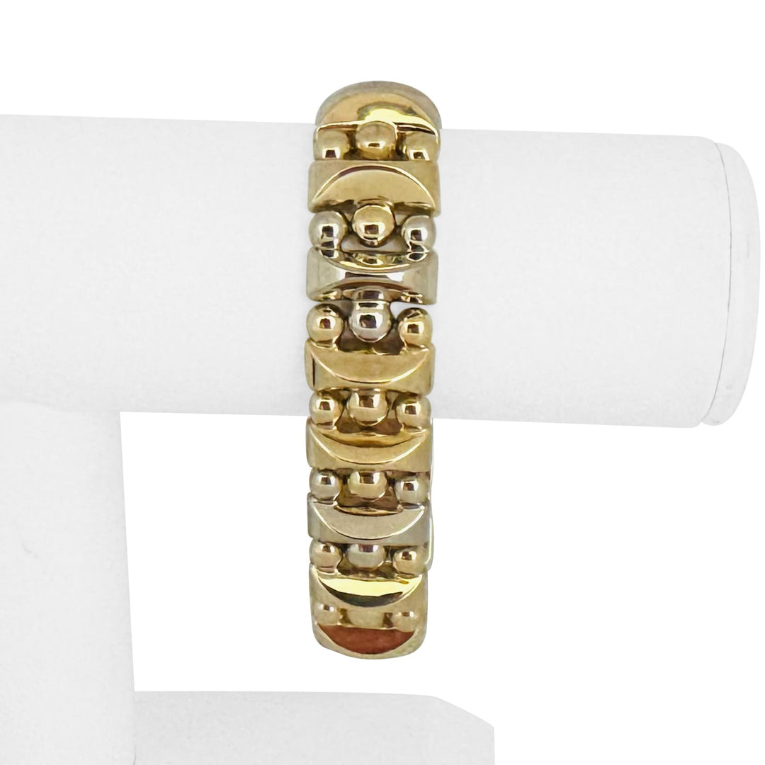 14k Yellow and White Gold 36.6g Thick Fancy Ball Link Bracelet Italy 7.5"