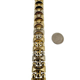 14k Yellow and White Gold 36.6g Thick Fancy Ball Link Bracelet Italy 7.5"