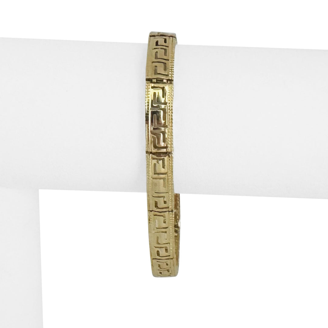 14k Yellow Gold 14.3g Solid Vintage 7mm Greek Key Panel Link Bracelet 7"