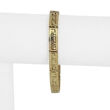 14k Yellow Gold 14.3g Solid Vintage 7mm Greek Key Panel Link Bracelet 7"