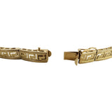 14k Yellow Gold 14.3g Solid Vintage 7mm Greek Key Panel Link Bracelet 7"