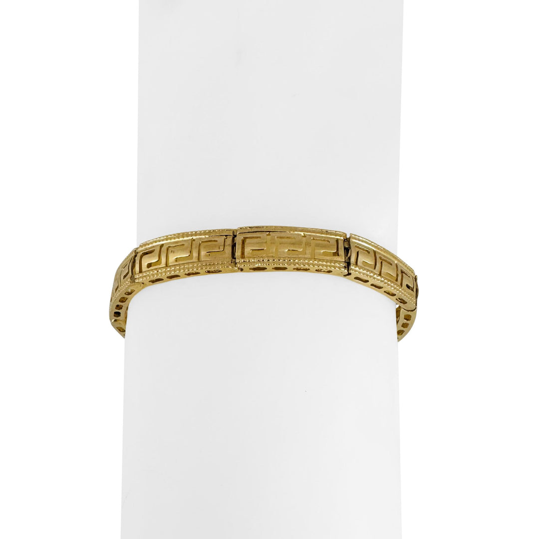 14k Yellow Gold 14.3g Solid Vintage 7mm Greek Key Panel Link Bracelet 7"