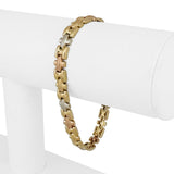 14k Yellow White and Rose Gold 5.6g Hollow Light Fancy Link Bracelet 7"