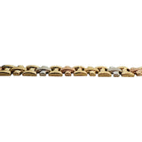 14k Yellow White and Rose Gold 5.6g Hollow Light Fancy Link Bracelet 7"