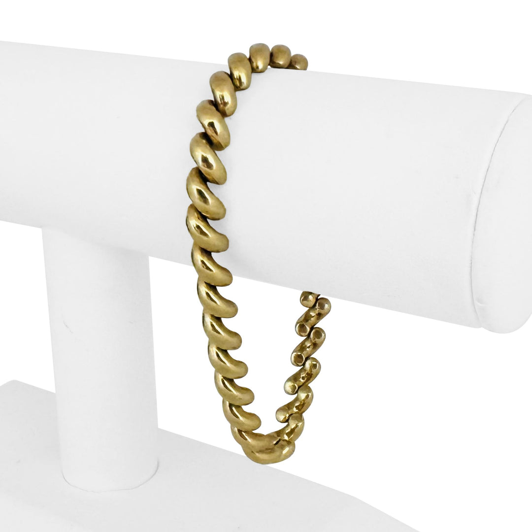 14k Yellow Gold 17g Polished Vintage 7.5mm San Marco Link Bracelet Italy 8"