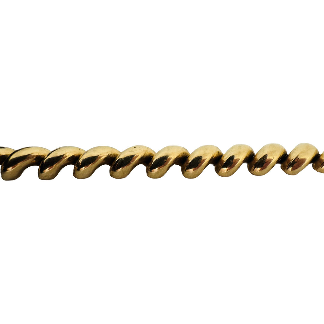 14k Yellow Gold 17g Polished Vintage 7.5mm San Marco Link Bracelet Italy 8"