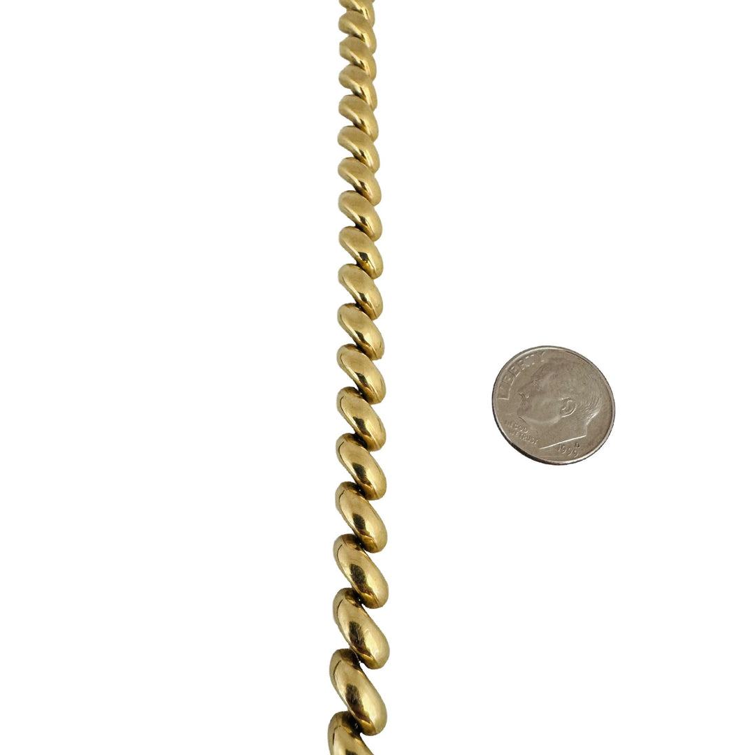 14k Yellow Gold 17g Polished Vintage 7.5mm San Marco Link Bracelet Italy 8"