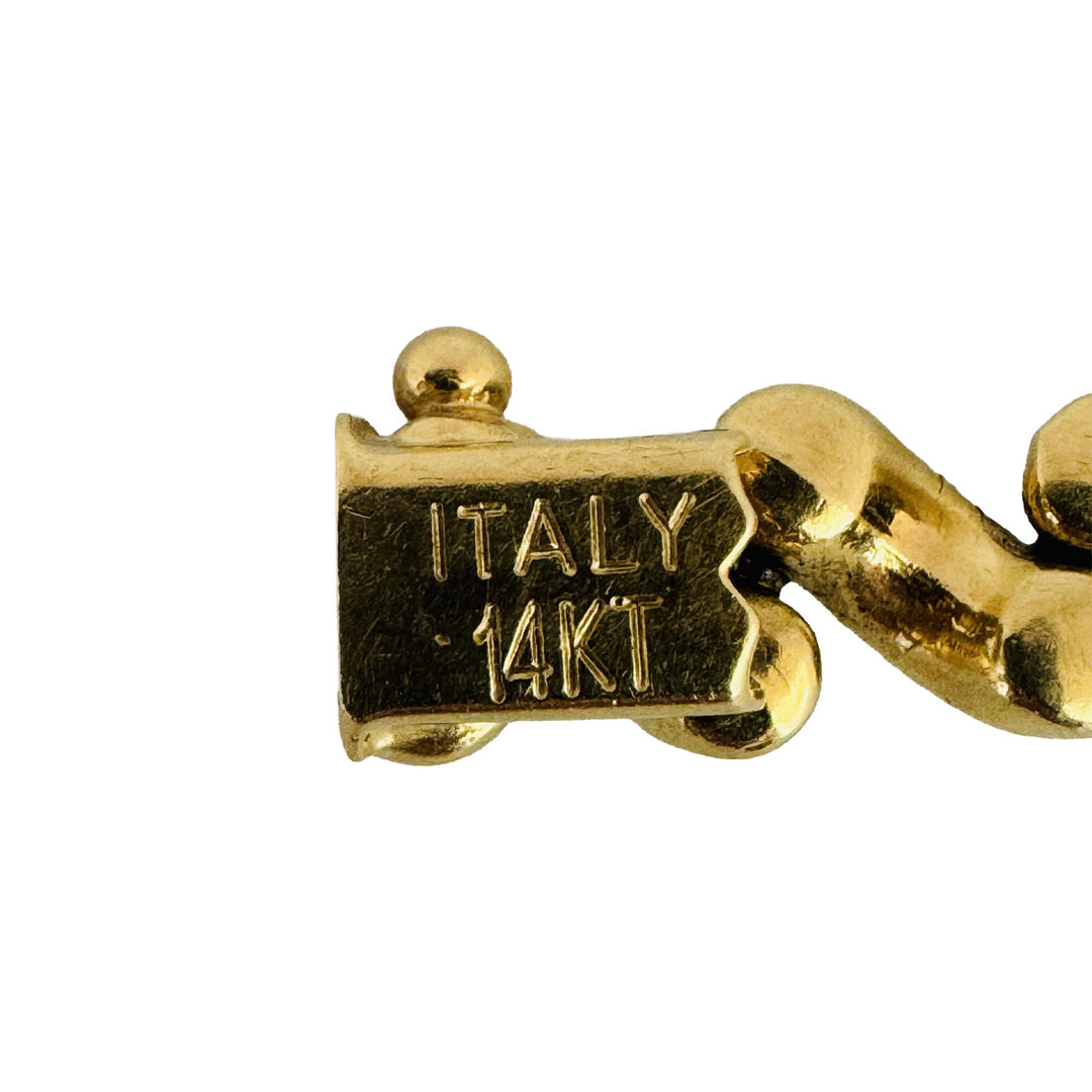 14k Yellow Gold 17g Polished Vintage 7.5mm San Marco Link Bracelet Italy 8"