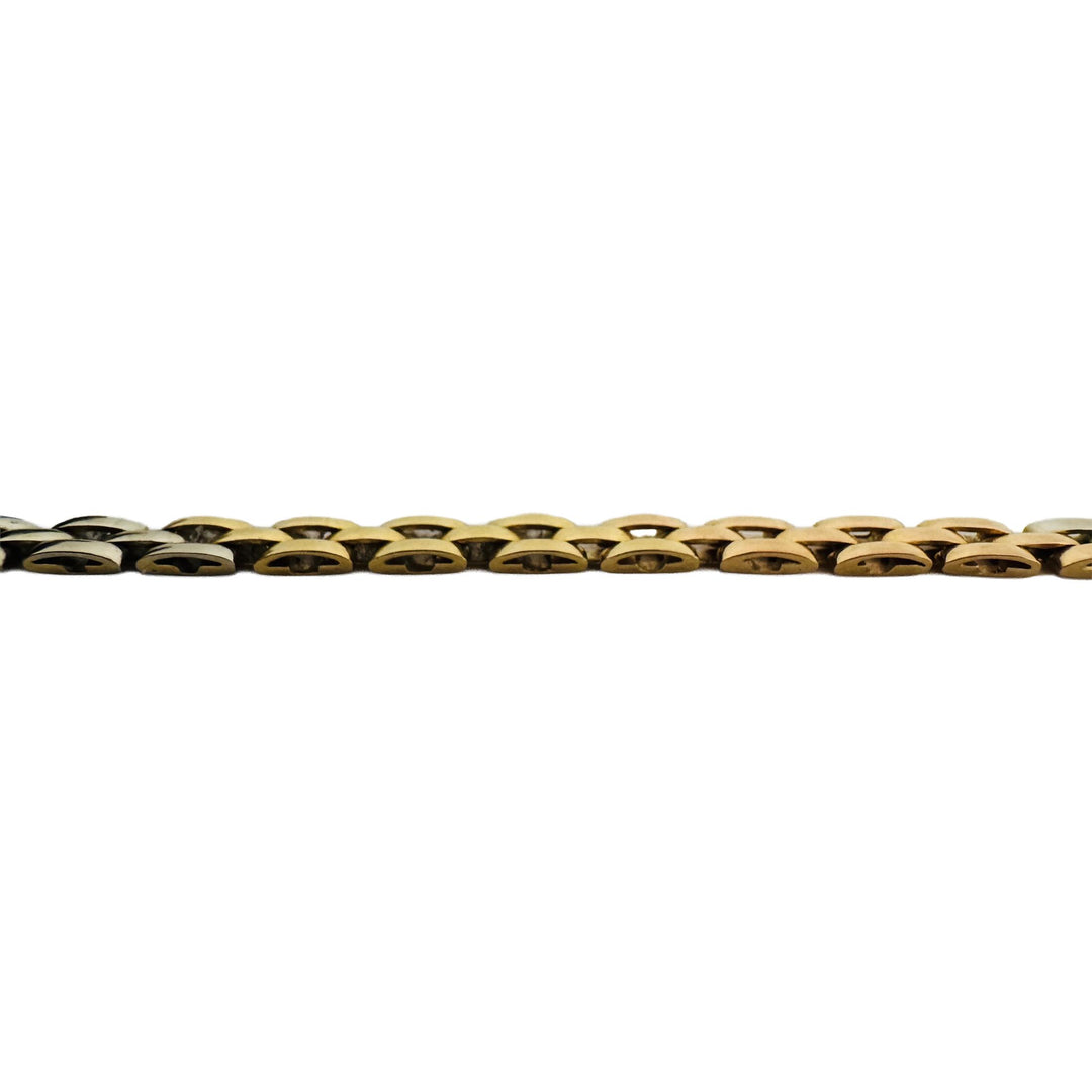 18k Yellow White and Rose Gold 9.2g Thin Panther Link Bracelet 7"