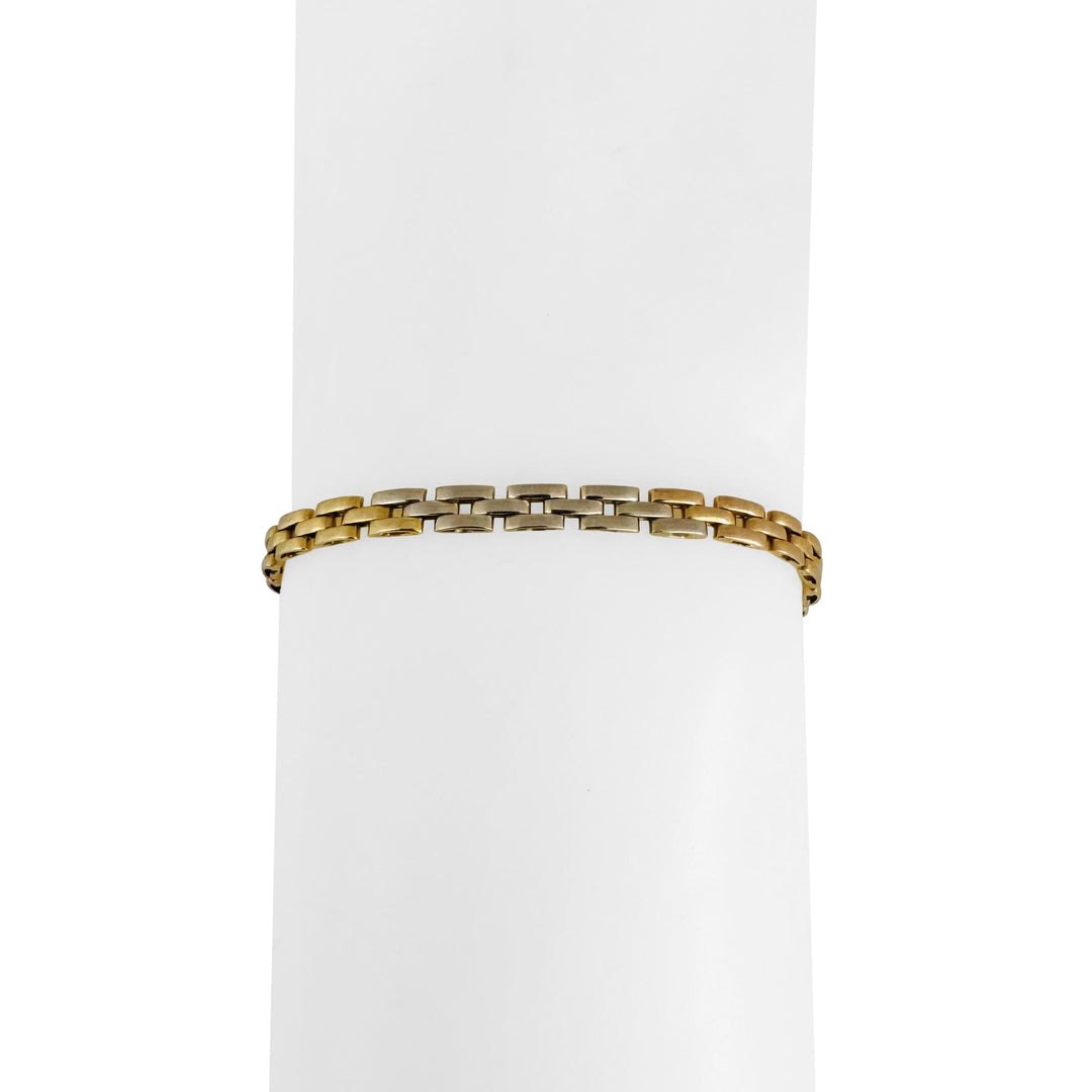 18k Yellow White and Rose Gold 9.2g Thin Panther Link Bracelet 7"