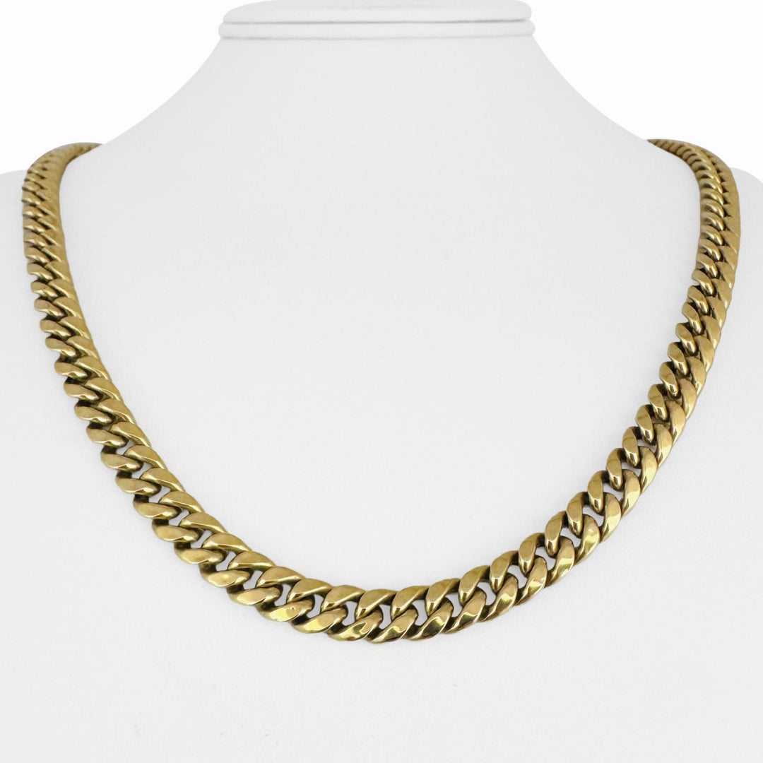 14k Yellow Gold 36.5g Semi Solid 7.5mm Cuban Curb Link Chain Necklace 22"