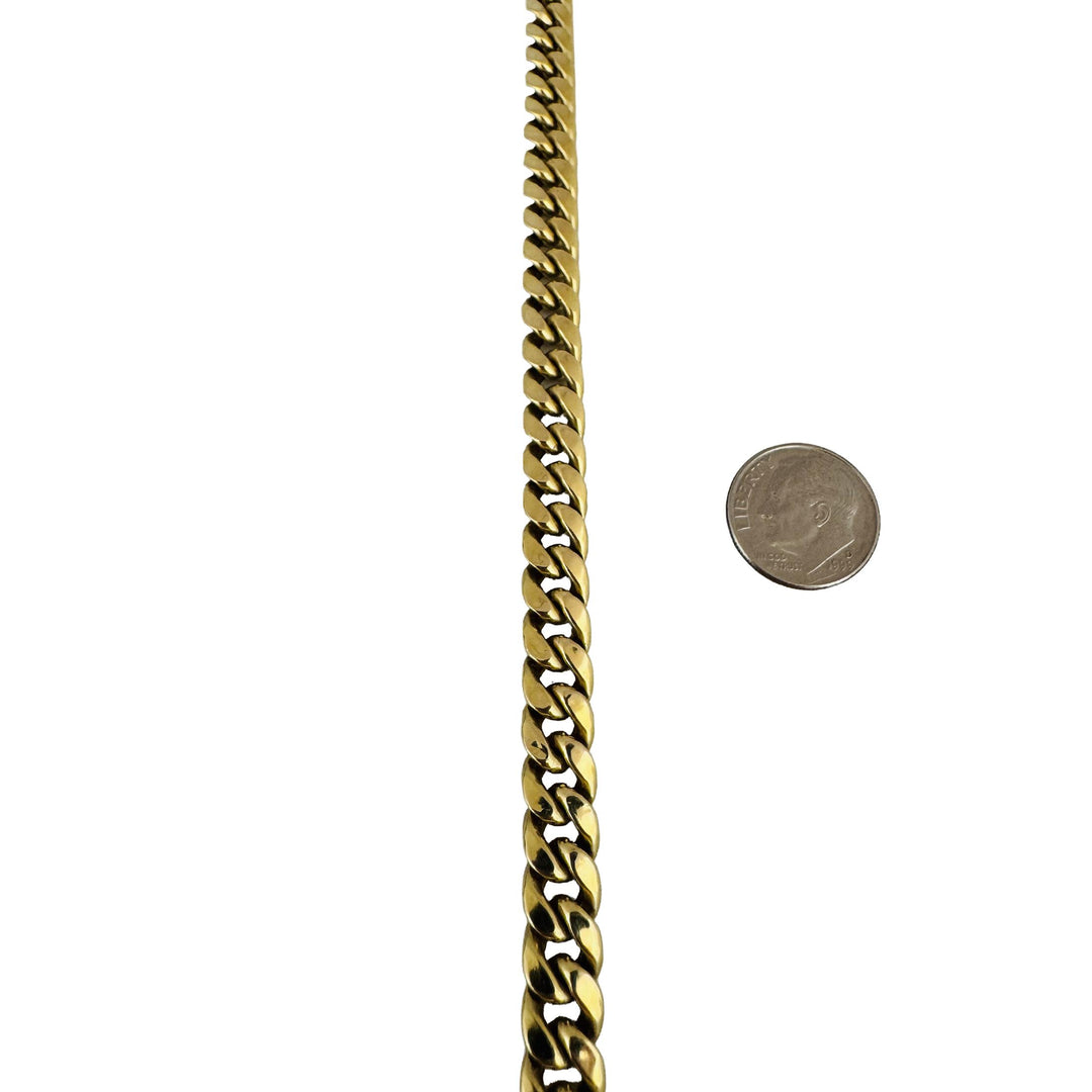 14k Yellow Gold 36.5g Semi Solid 7.5mm Cuban Curb Link Chain Necklace 22"