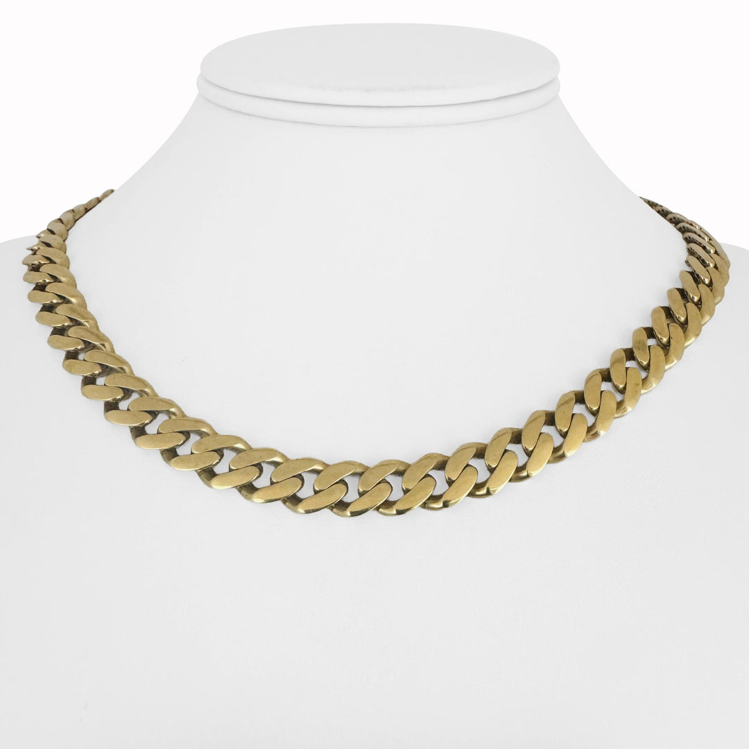 14k Yellow Gold 26.8g Semi Solid Cuban Link CZ Clasp Chain Necklace Italy 17.5"