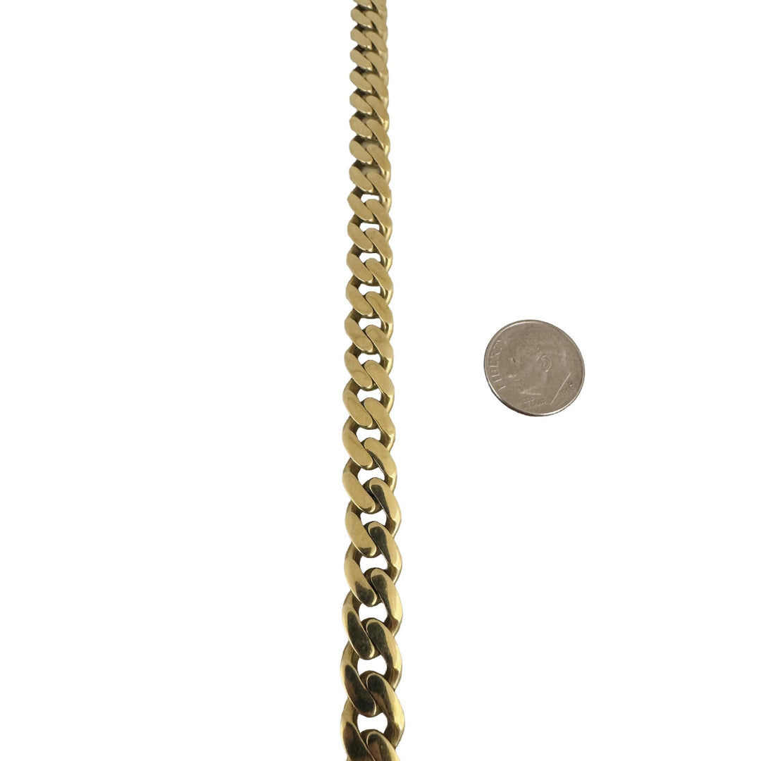 14k Yellow Gold 26.8g Semi Solid Cuban Link CZ Clasp Chain Necklace Italy 17.5"